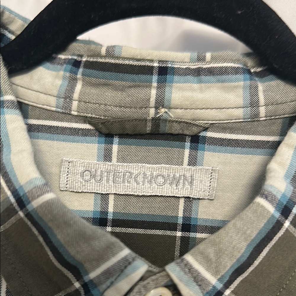 Outerknown Green plaid Casual Button down Shirt - Picture 2 of 4